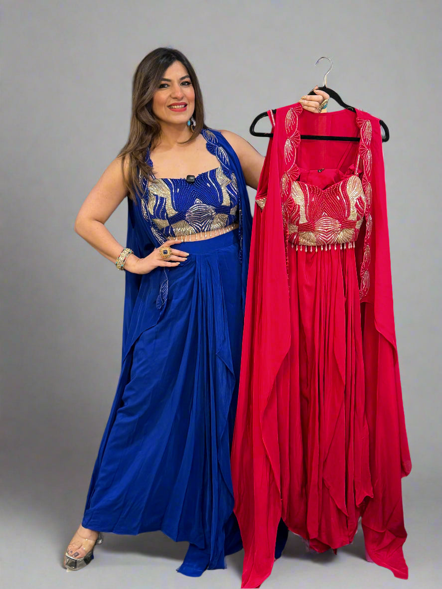 Elegant Red Indo-western Ensemble - Indo-western Wear