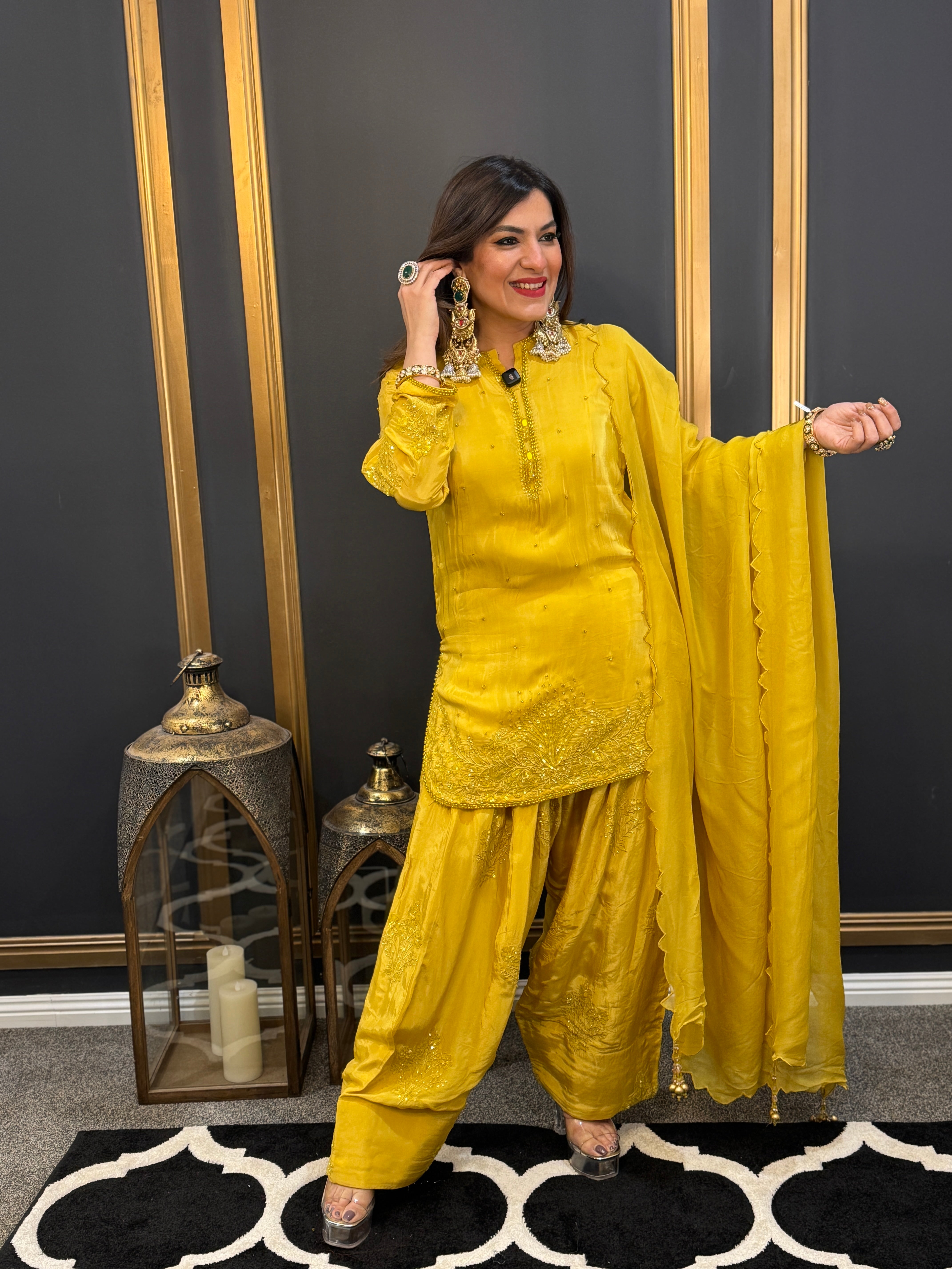 Yellow Embroidered Salwar Suit - Salwar Kameez