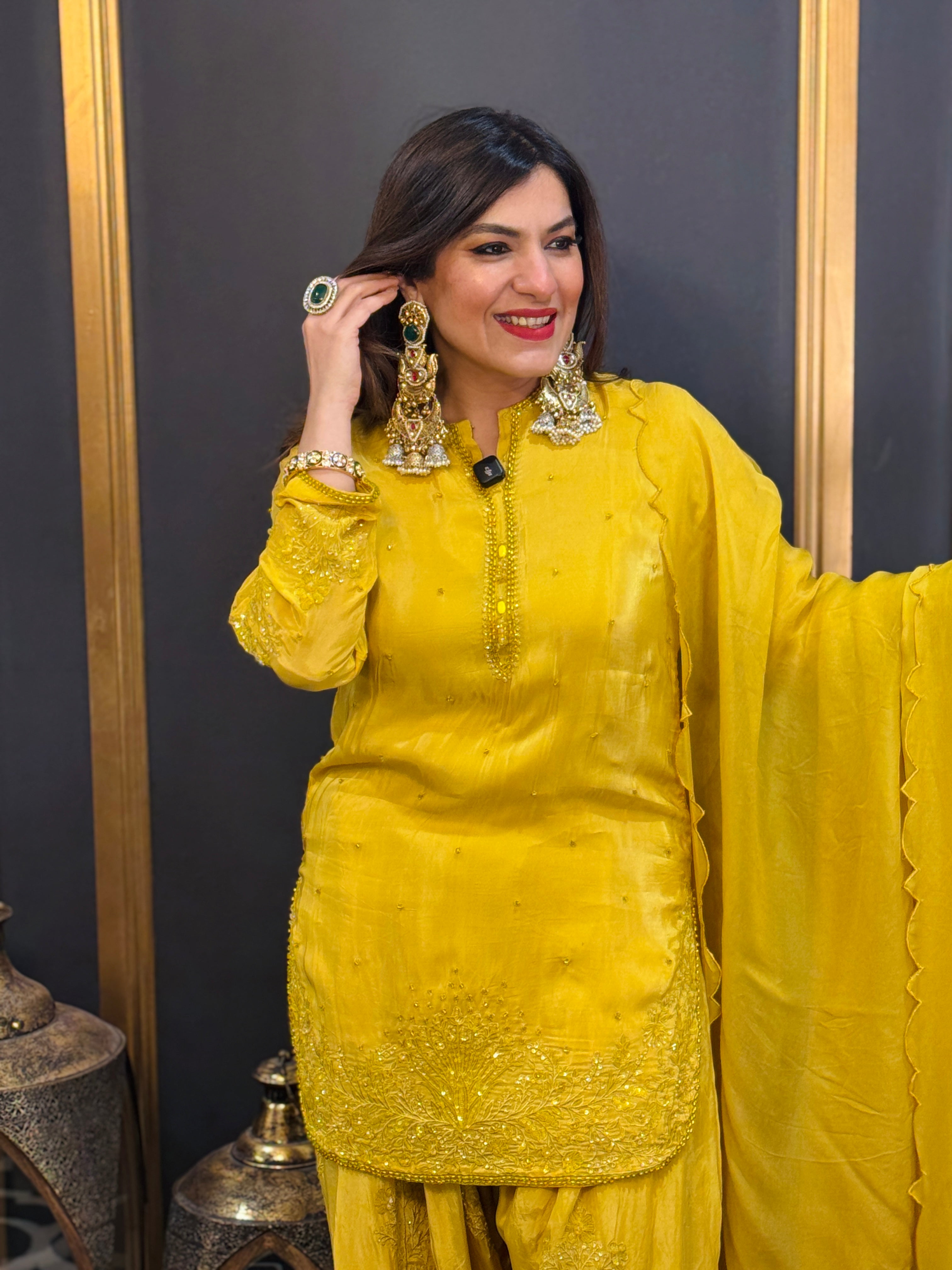 Yellow Embroidered Salwar Suit - Salwar Kameez (2)