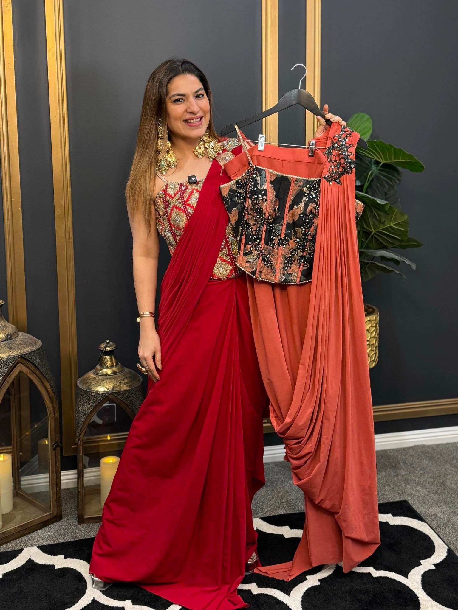 Elegant Orange Designer Saree - Saree