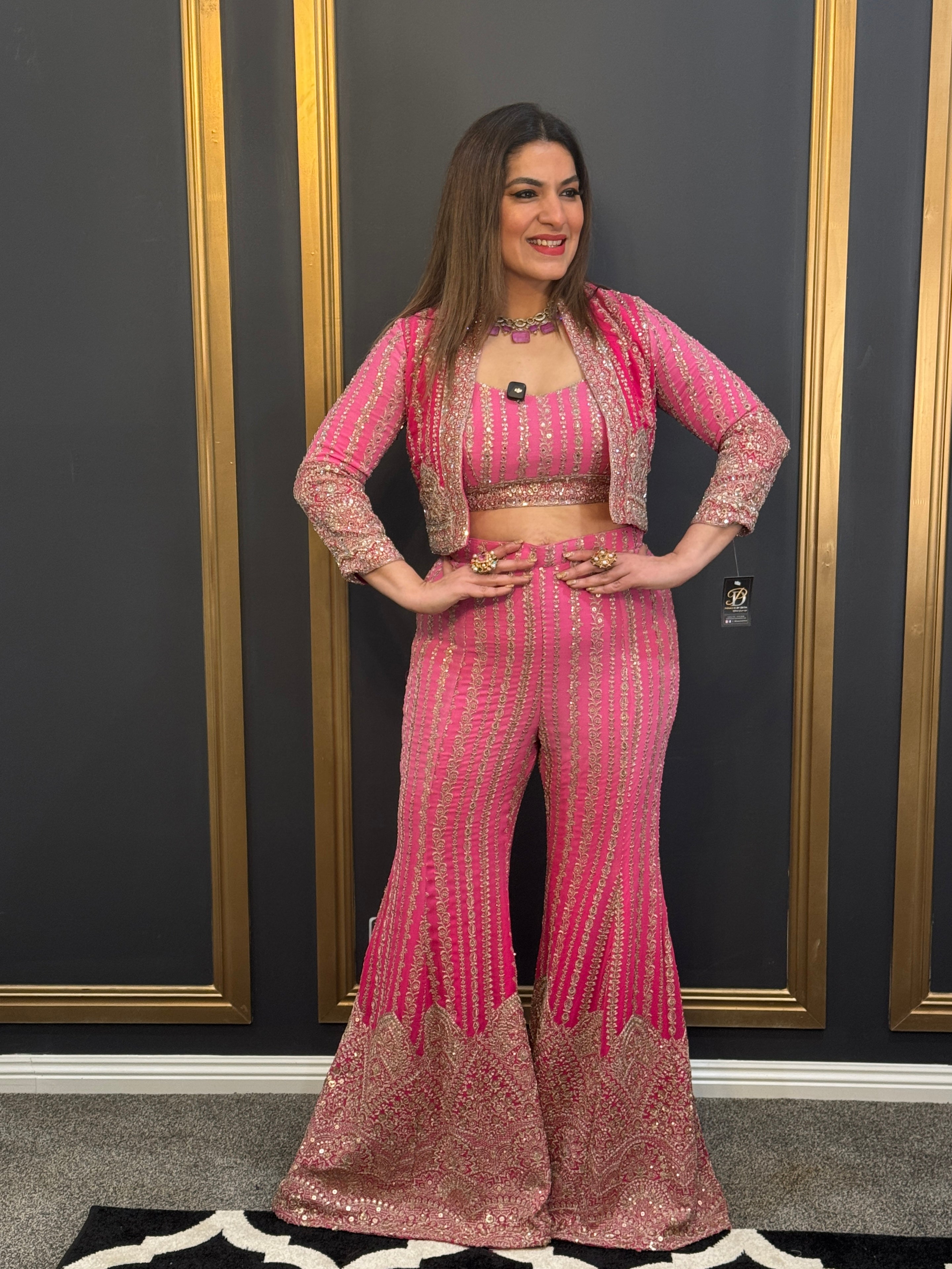 Pink Indo-Western Embellished Sharara Set