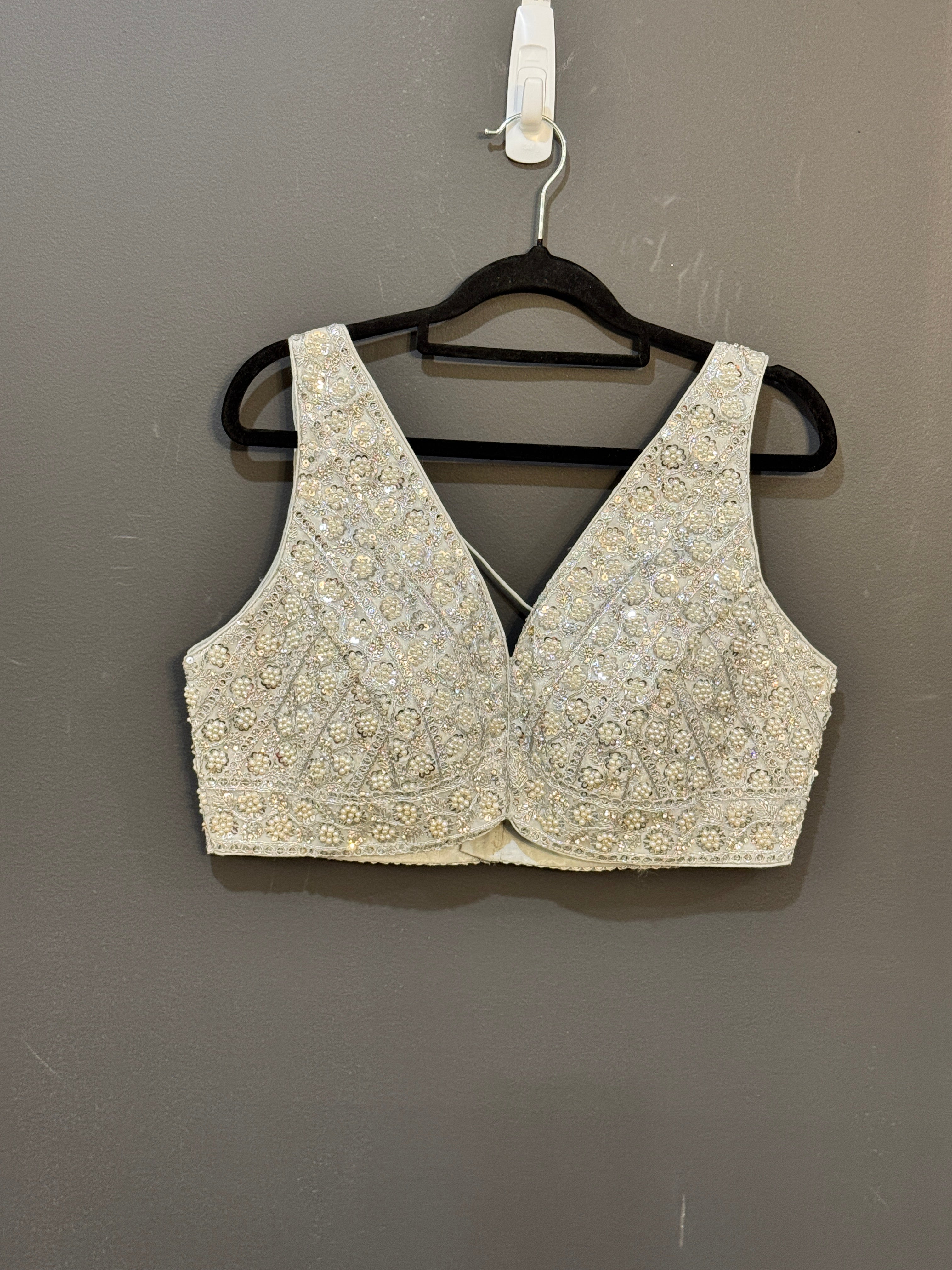 Ivory Blouse with Intricate Embellishments - Blouse