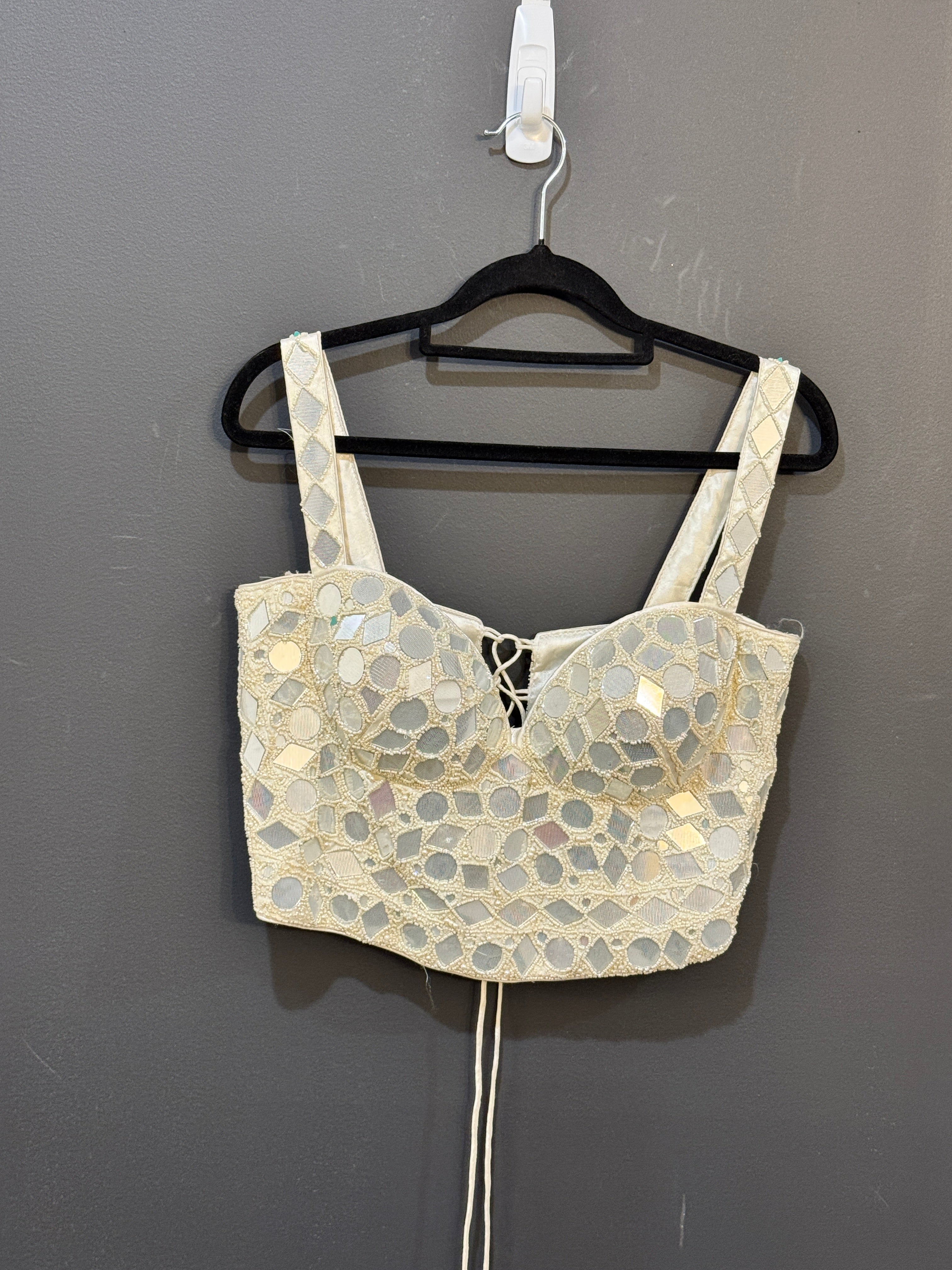 Ivory Mirror Embellished Blouse - Blouse