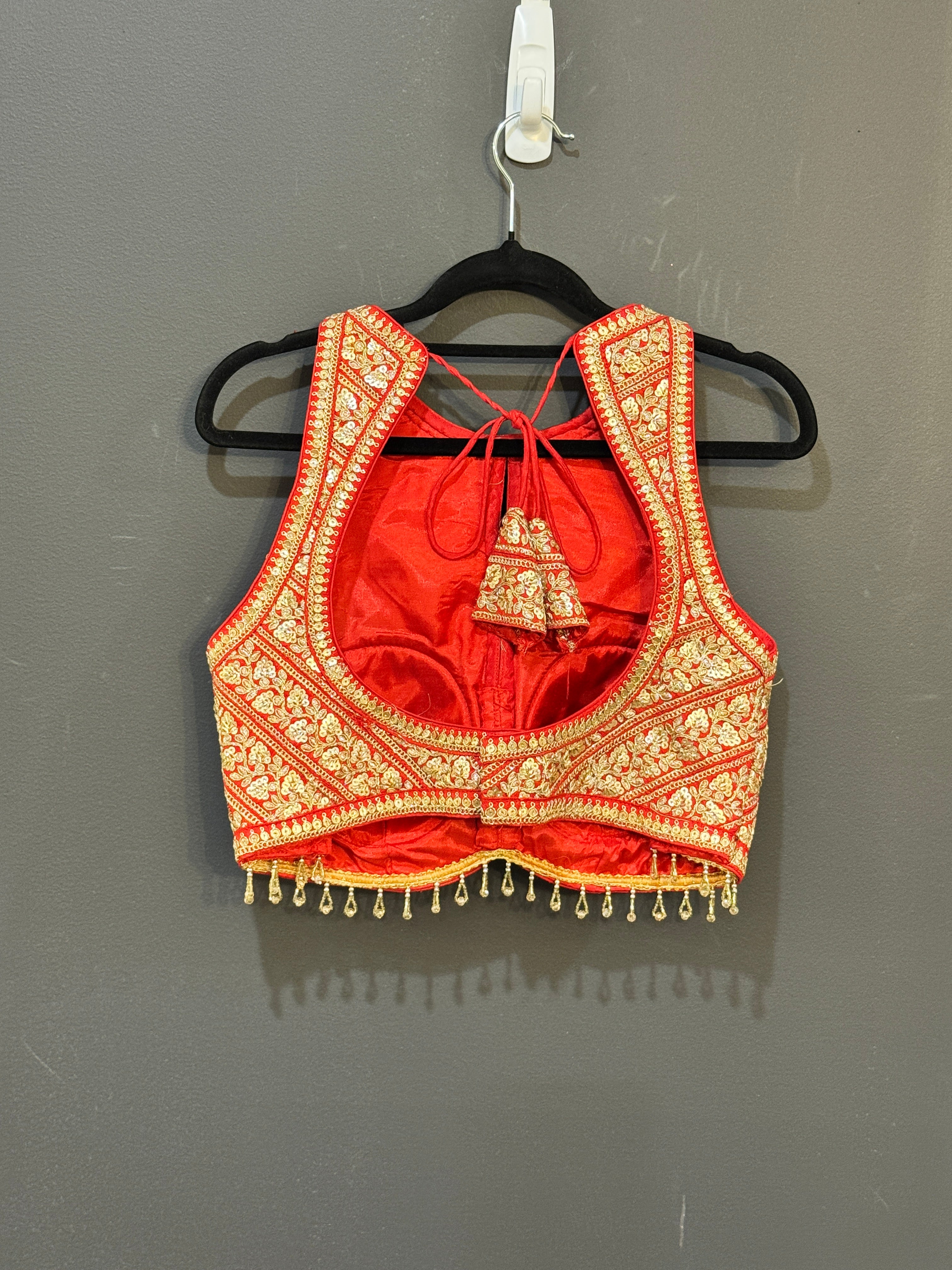 Red and Gold Embroidered Party Blouse - Blouse (2)