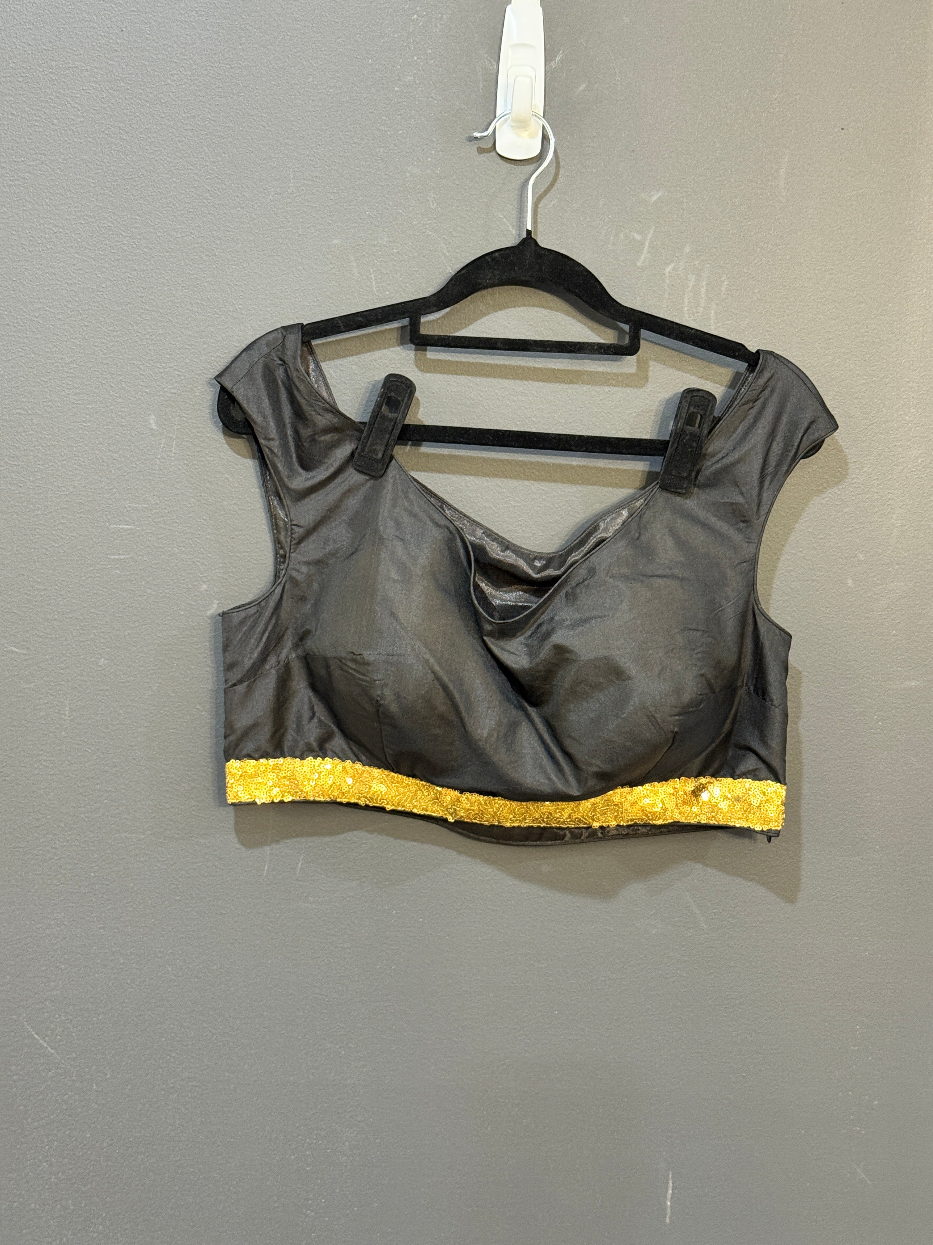 Elegant Black Blouse with Gold Accents - Blouse