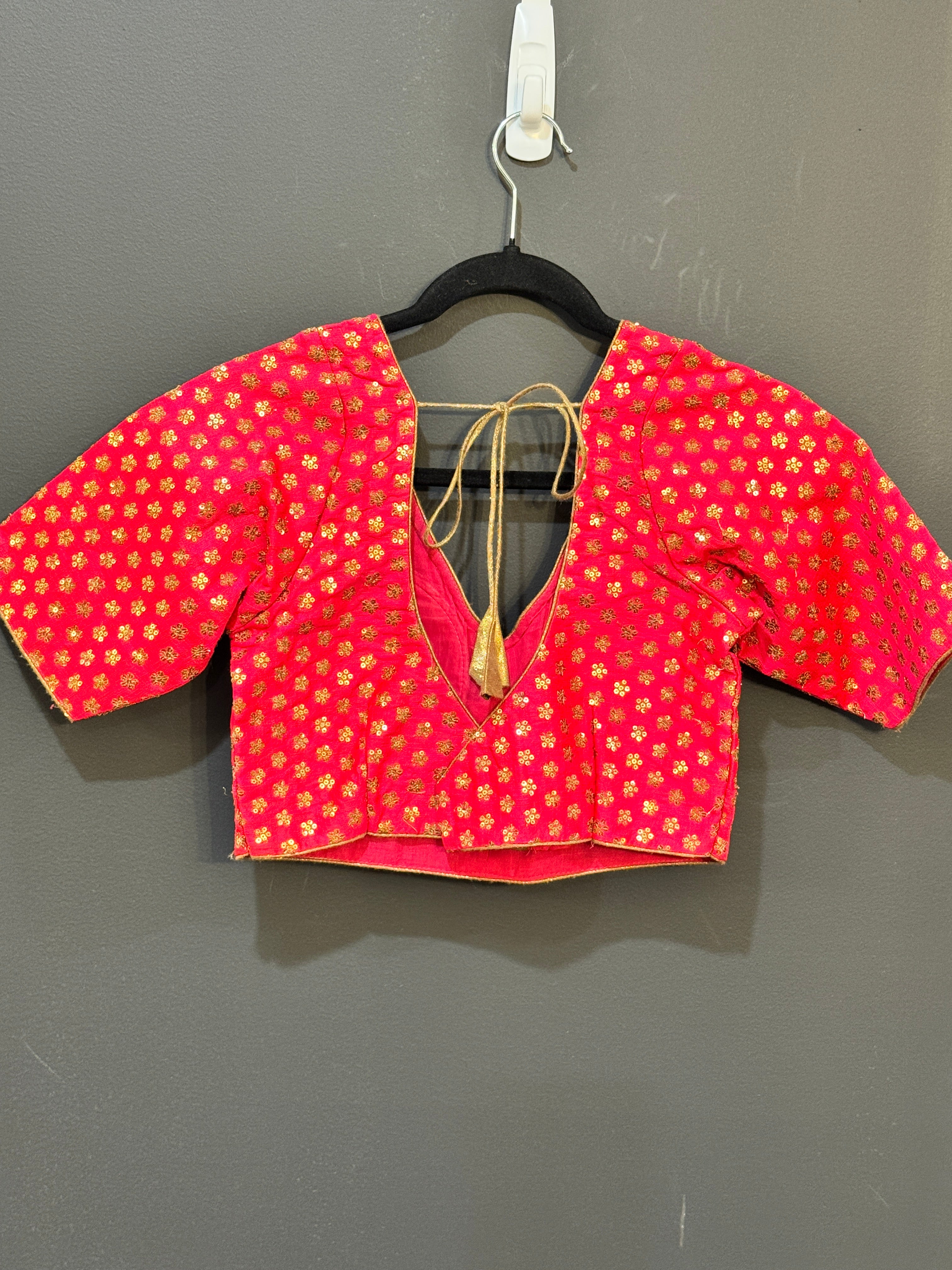 Vibrant Red Floral Embroidered Blouse - Blouse (2)