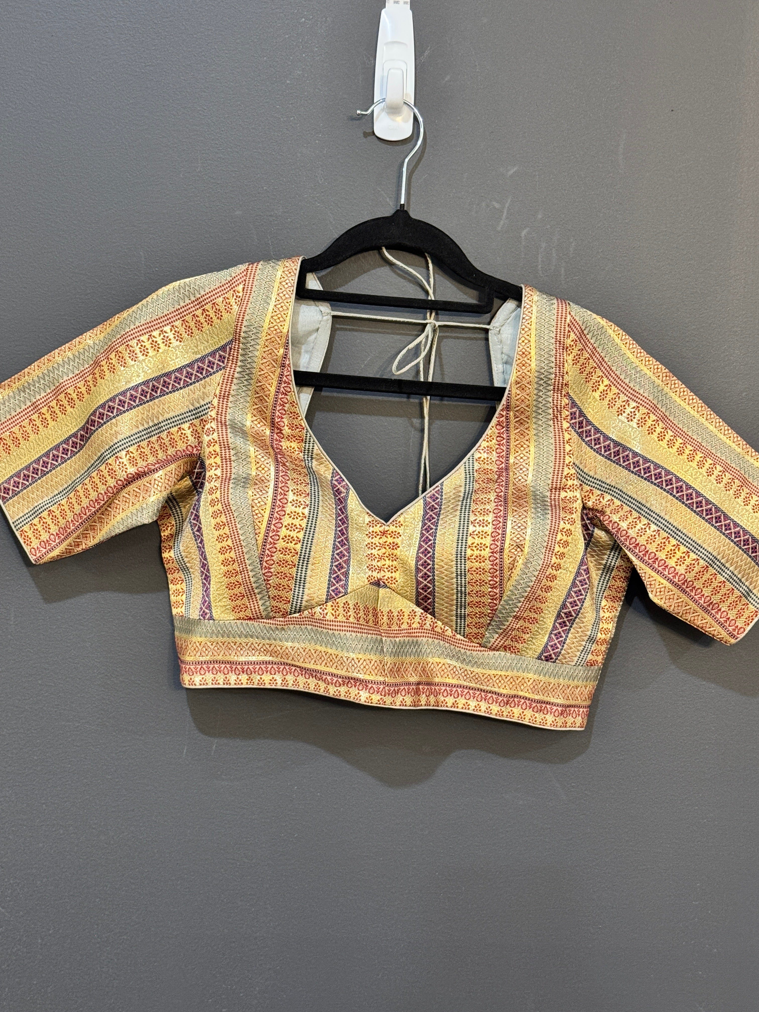 V-Neck Multicolor Striped Blouse - Blouse