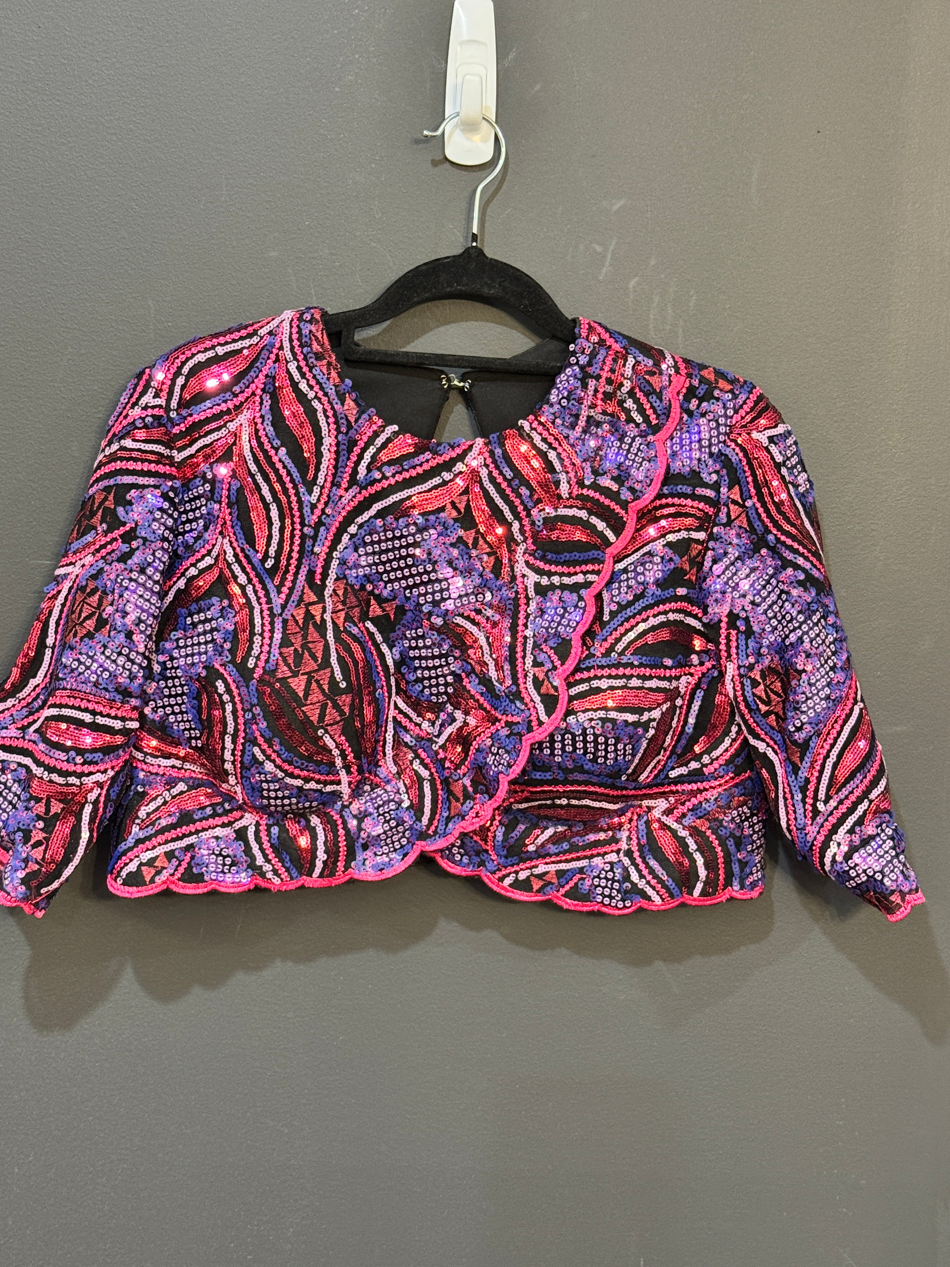 Vibrant Pink and Purple Sequin Blouse - Blouse