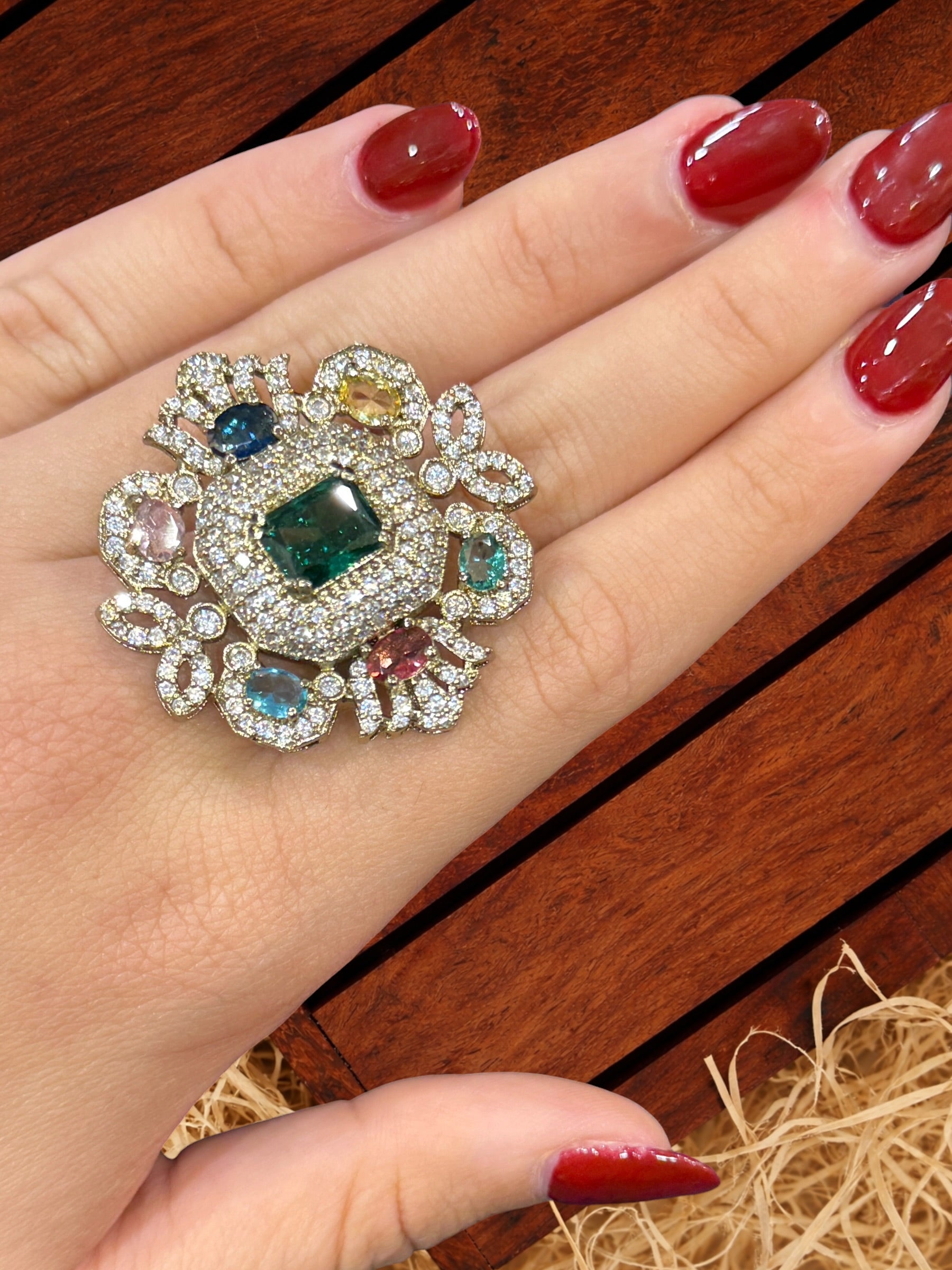 Elegant Multicolor Gemstone Ring