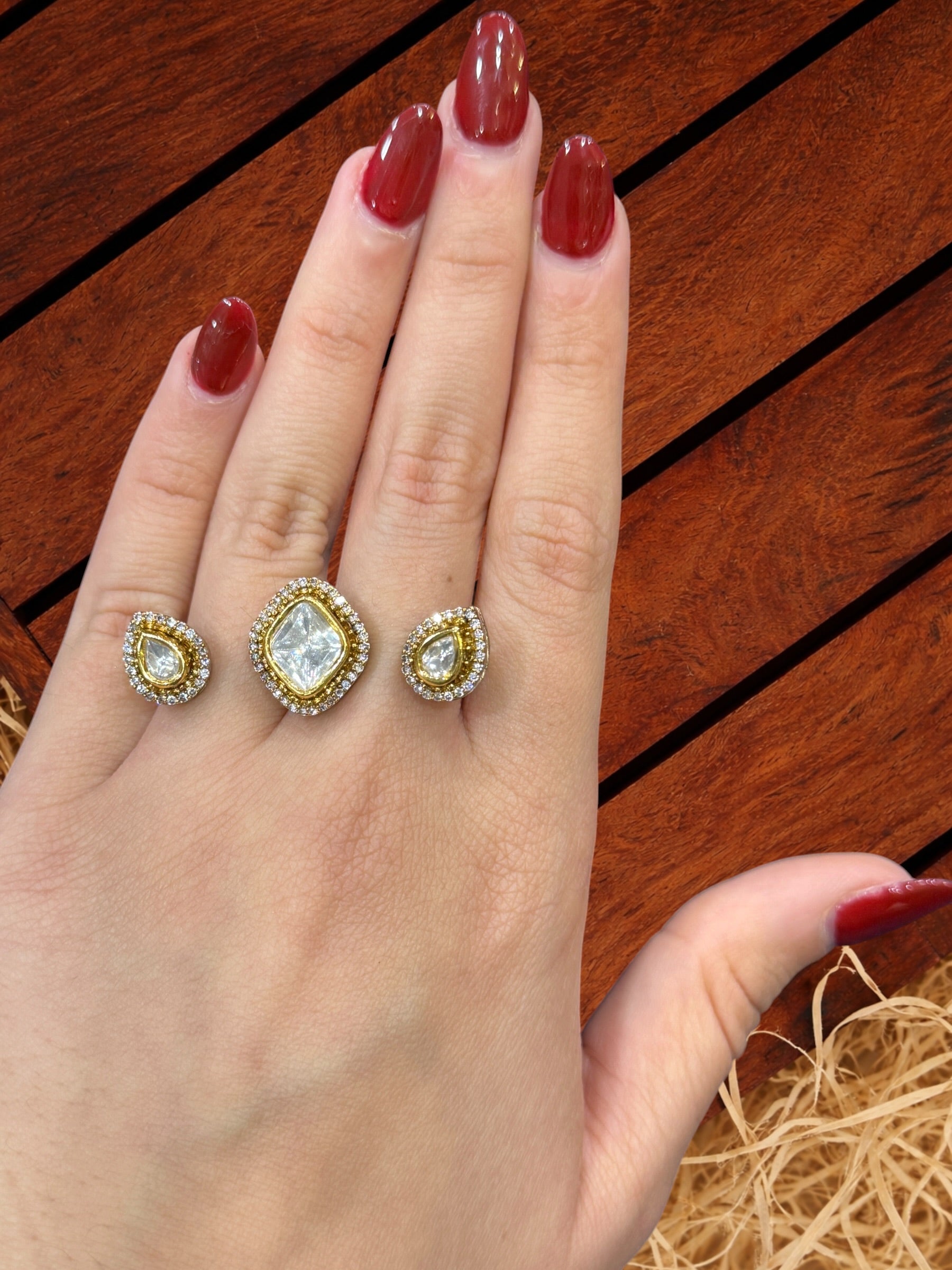 Elegant Gold Crystal Ring Set