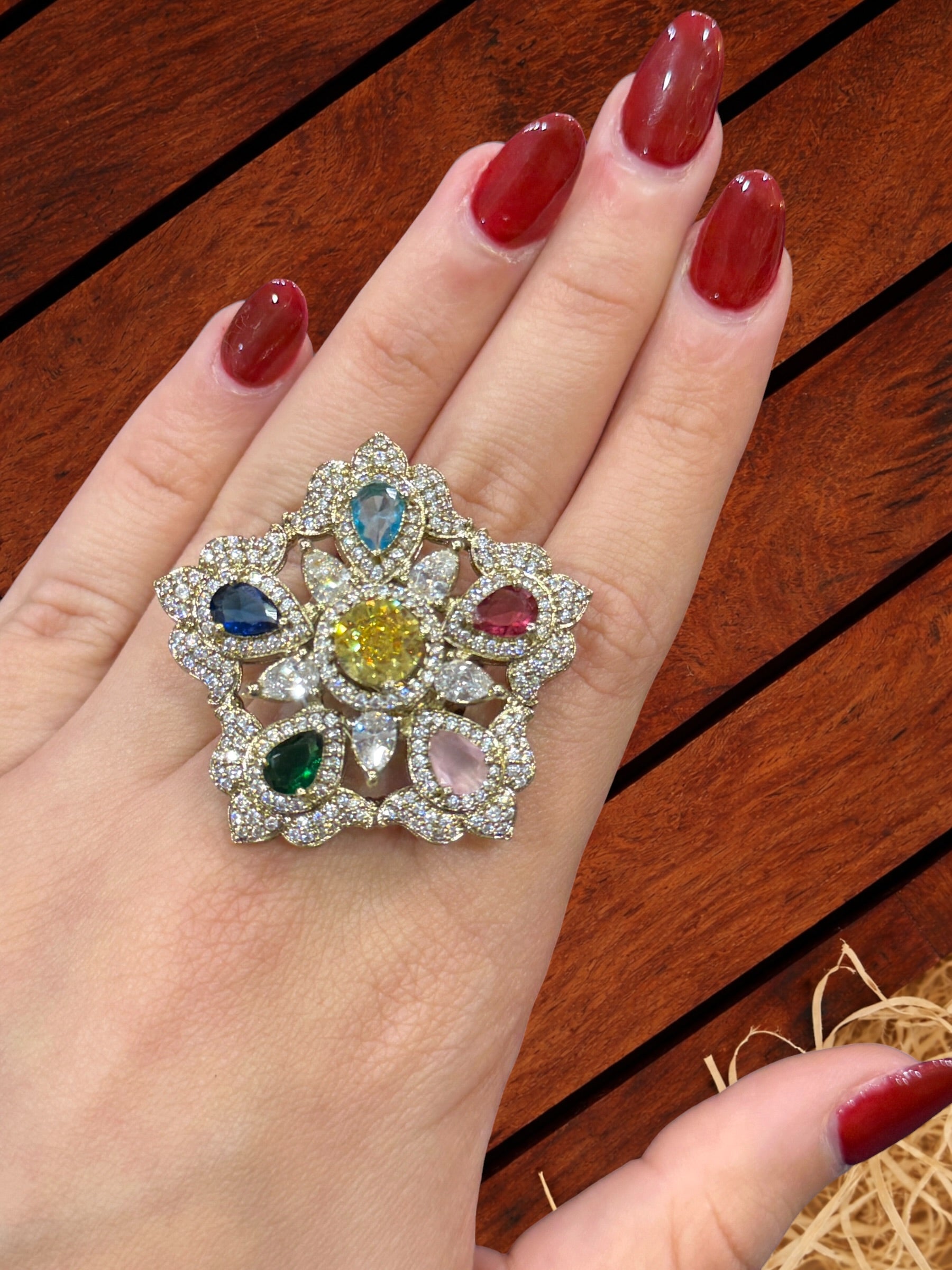 Elegant Multicolor Statement Ring