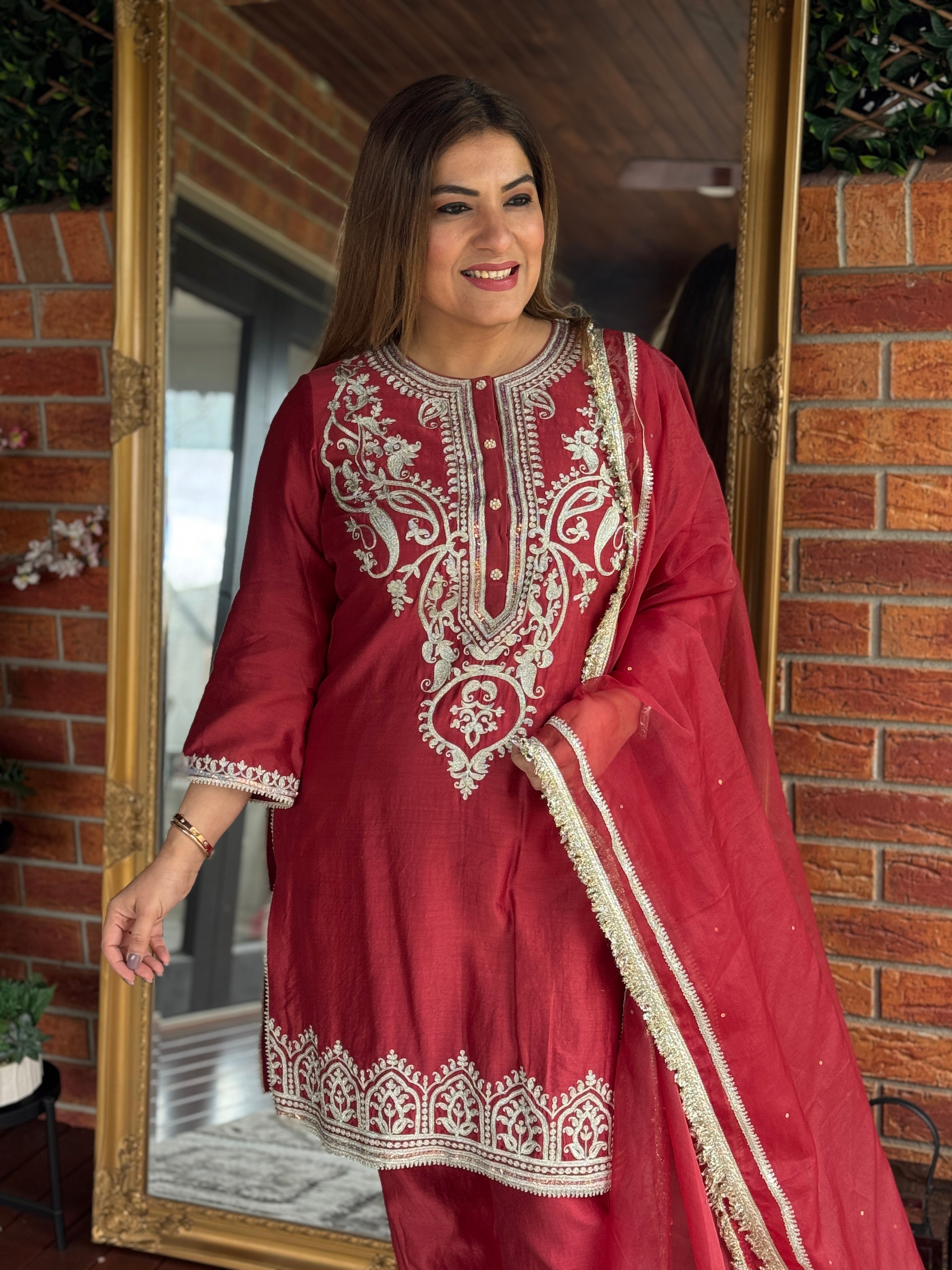 Crimson Embroidered Salwar Suit - Salwar Kameez (2)