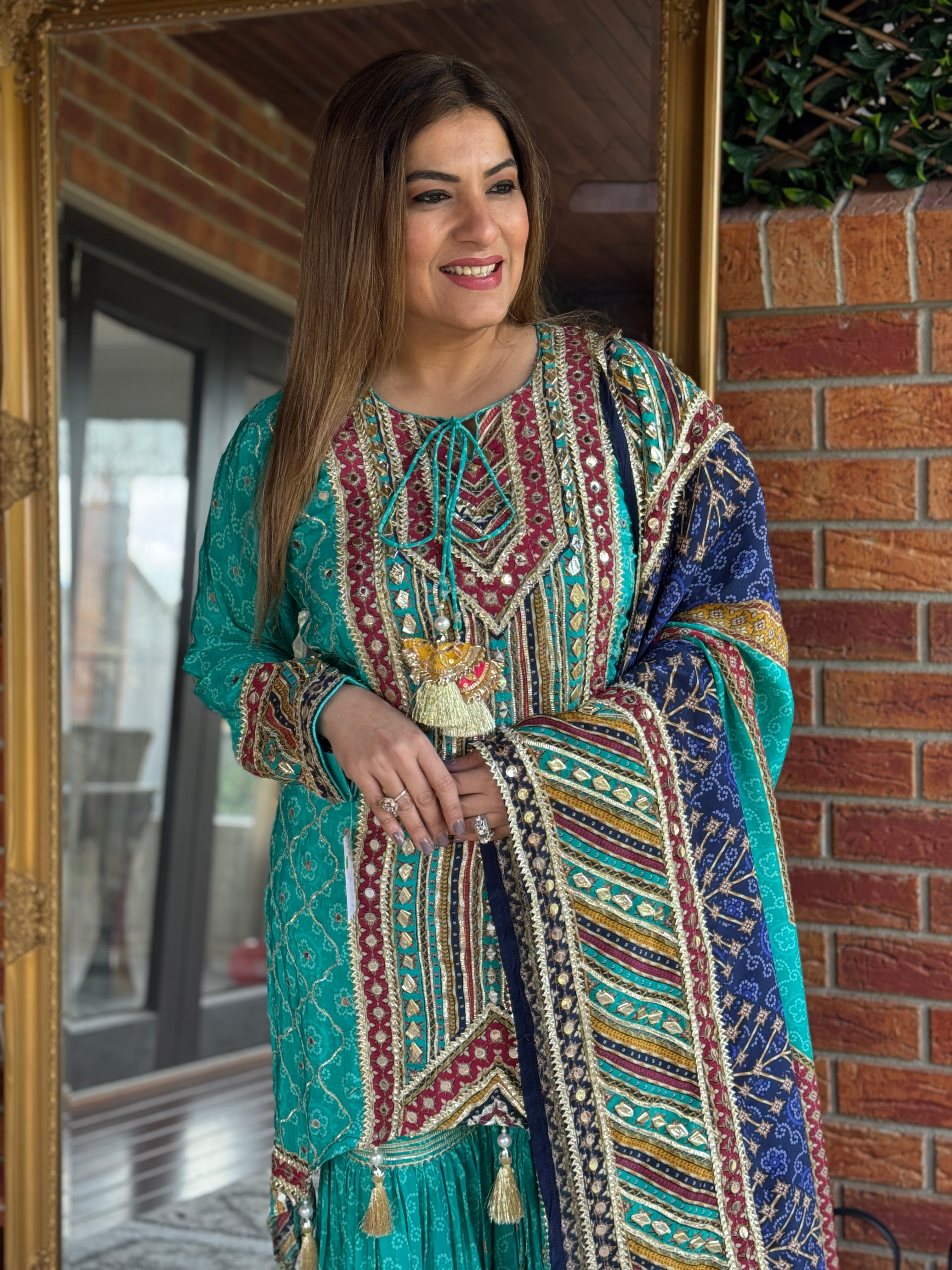 Teal Multicolor Ethnic Salwar Kameez - Salwar Kameez (2)