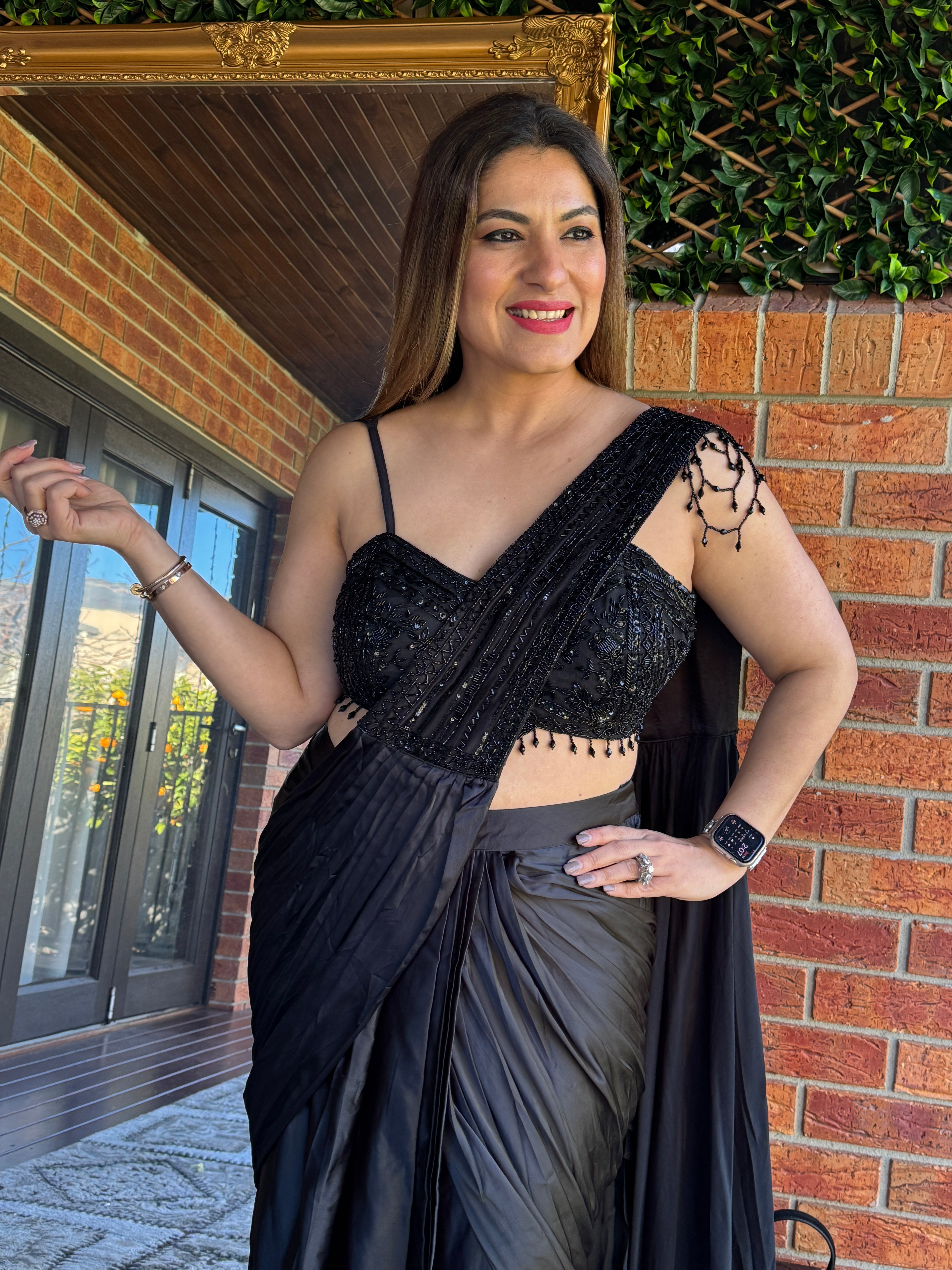 Elegant Black Embellished Party Saree - Saree (2)