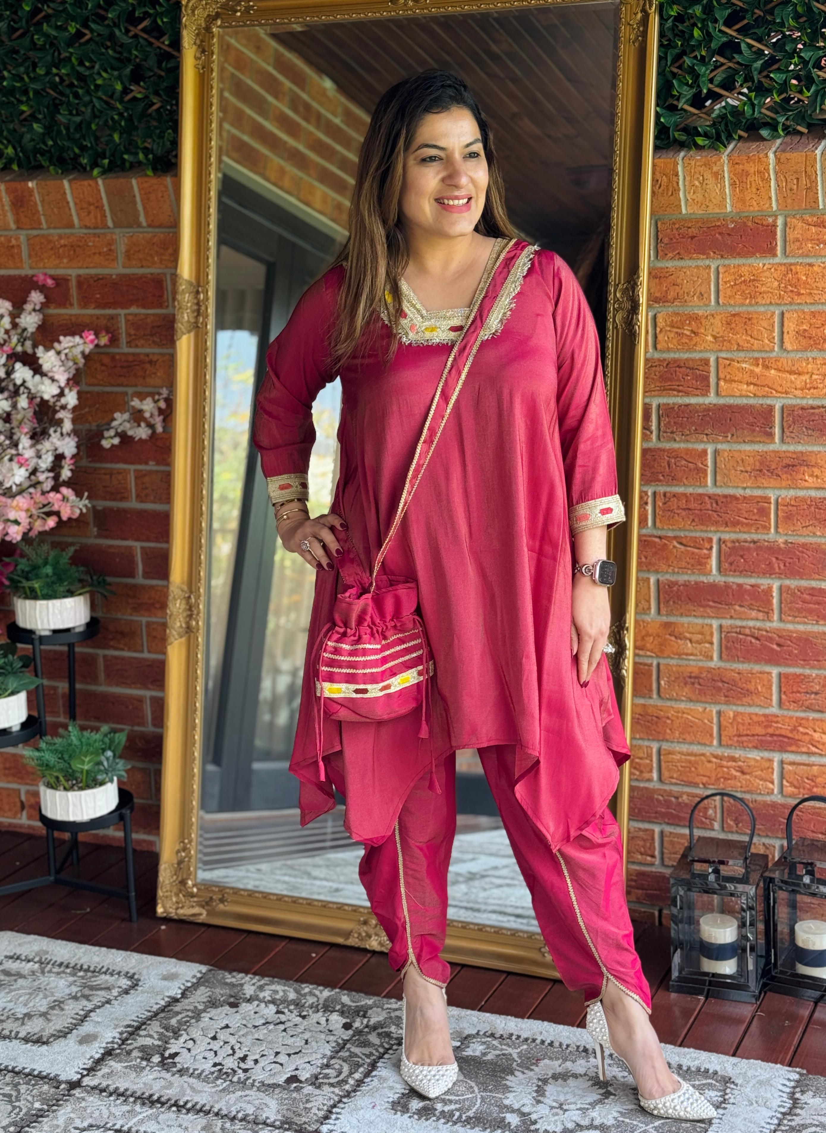 Crimson Asymmetrical Ethnic Coordset - Coordset