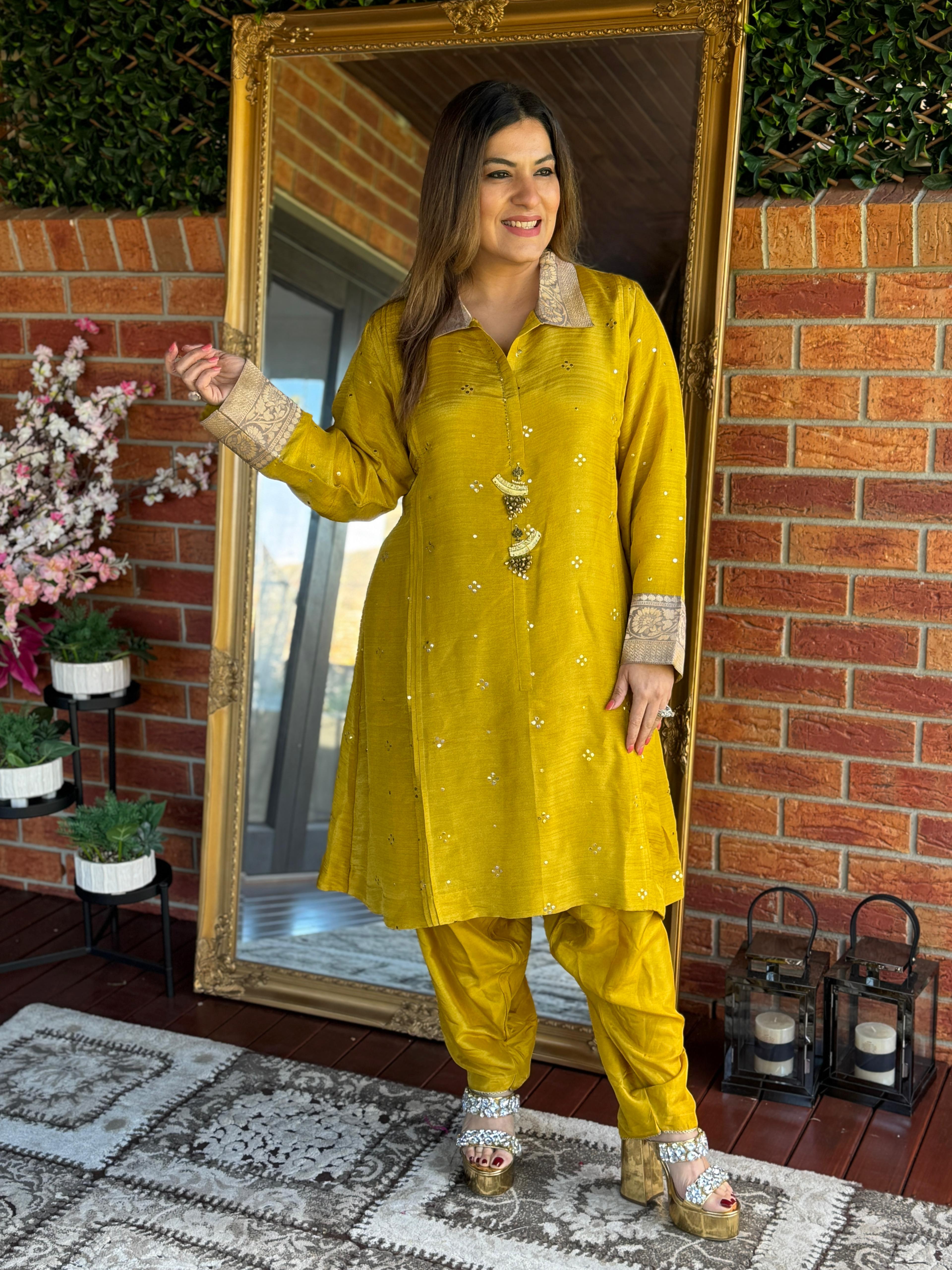 Elegant Mustard Ethnic Coord Set - Coordset