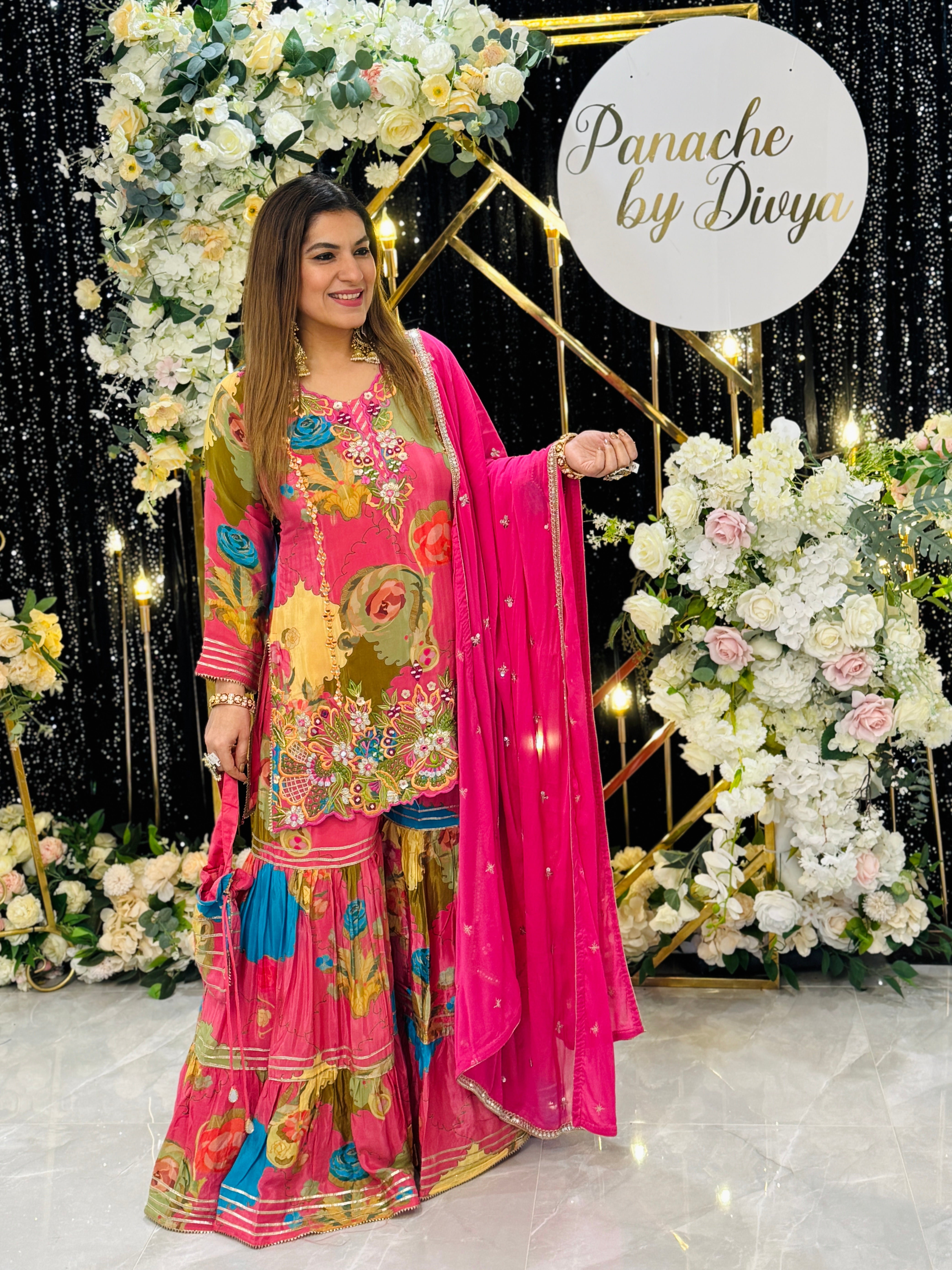 Vibrant Floral Sharara Set - Salwar Kameez