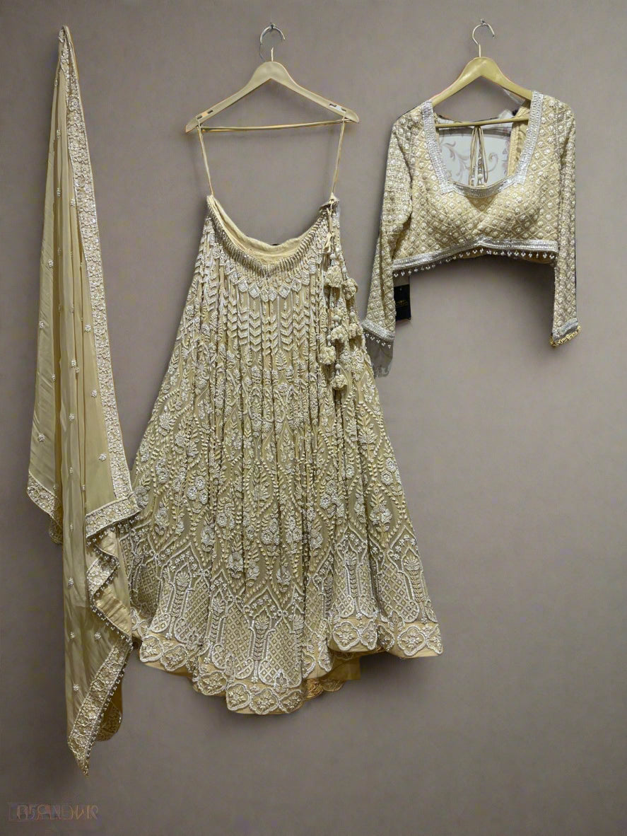Ivory Lehenga with Floral Embroidery - Lehnga