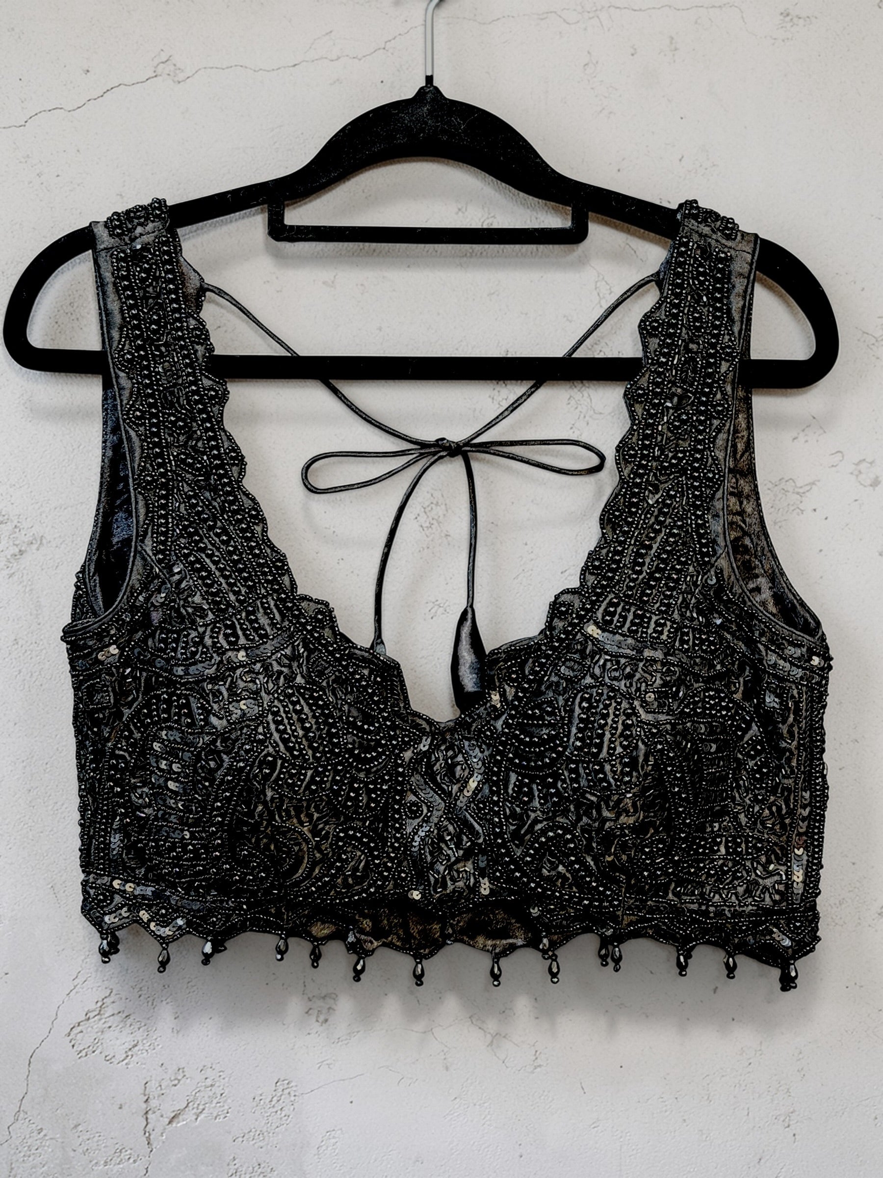 Elegant Black Beaded Blouse - Blouse