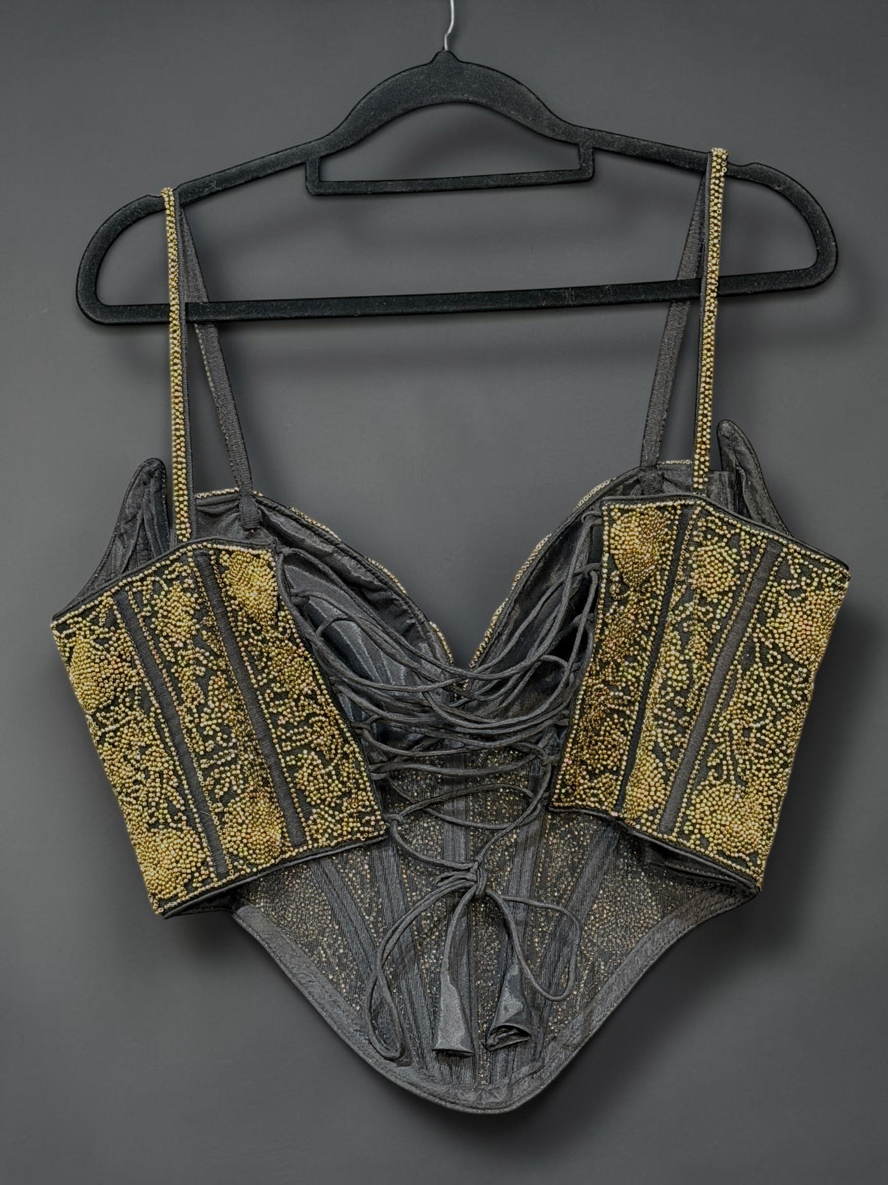 Black and Gold Embellished Corset Blouse - Blouse (2)