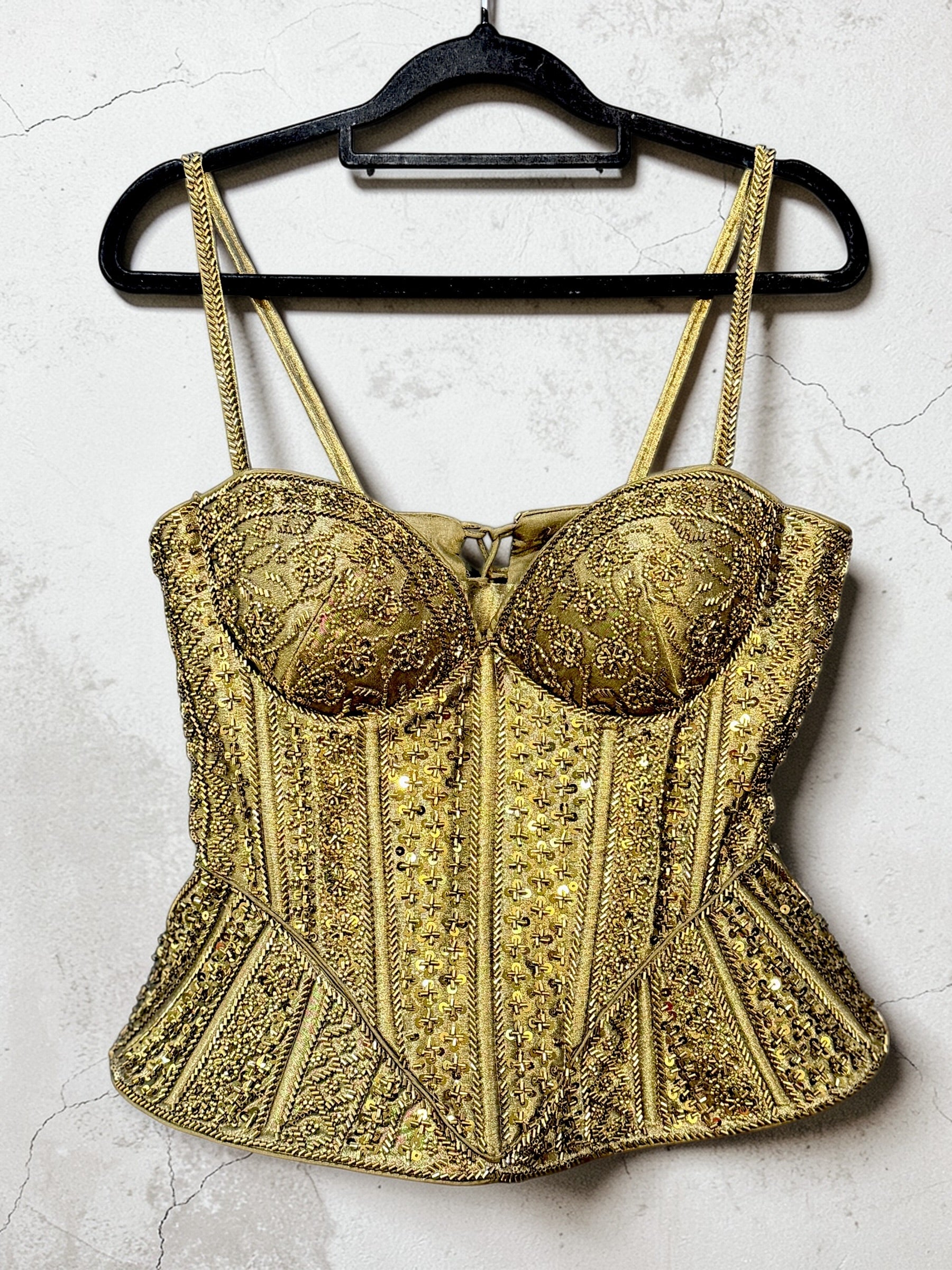Embellished Gold Corset Blouse - Blouse