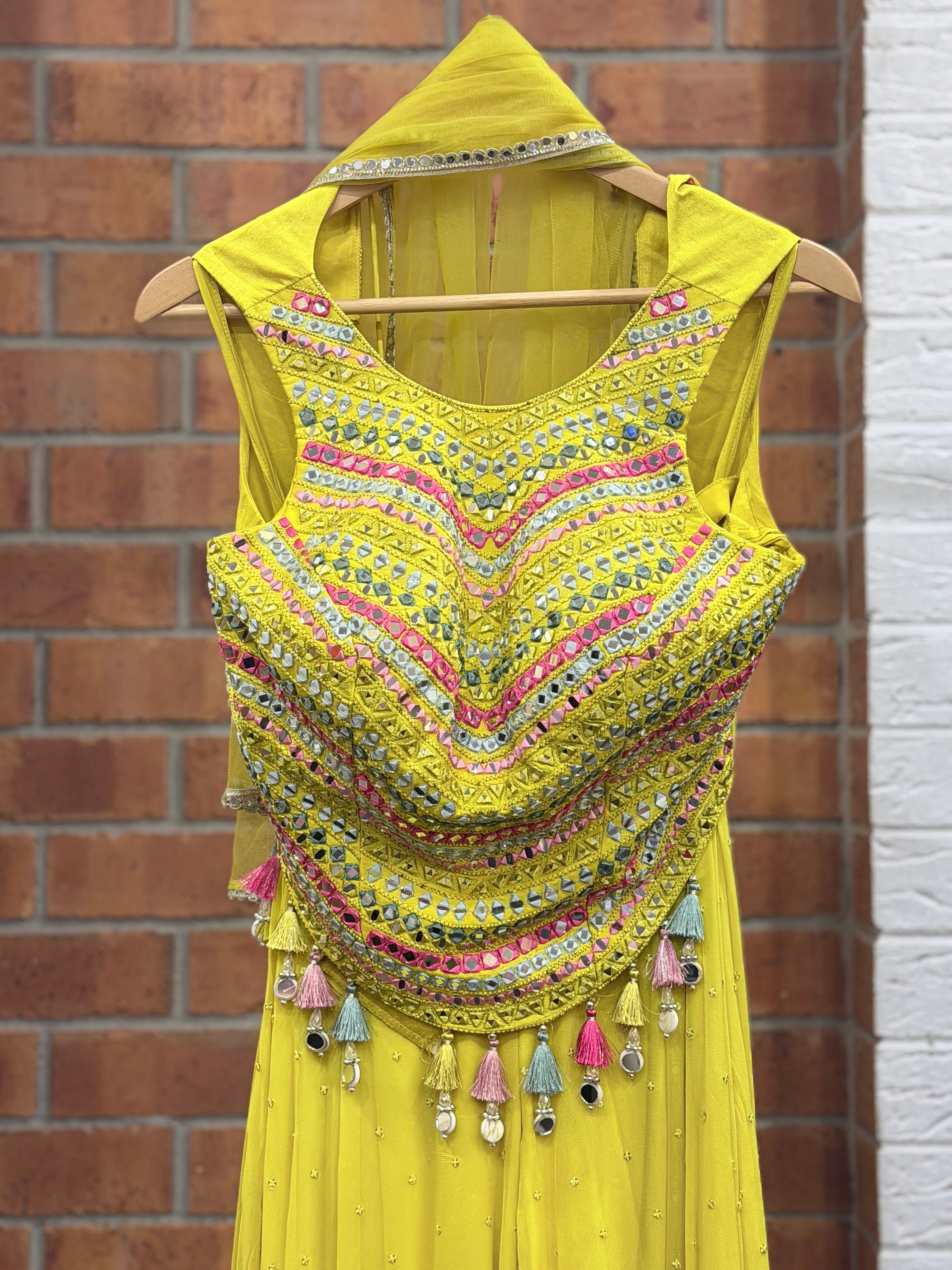 Vibrant Yellow Embellished Indo-Western Dress - Indo-western Wear (3)