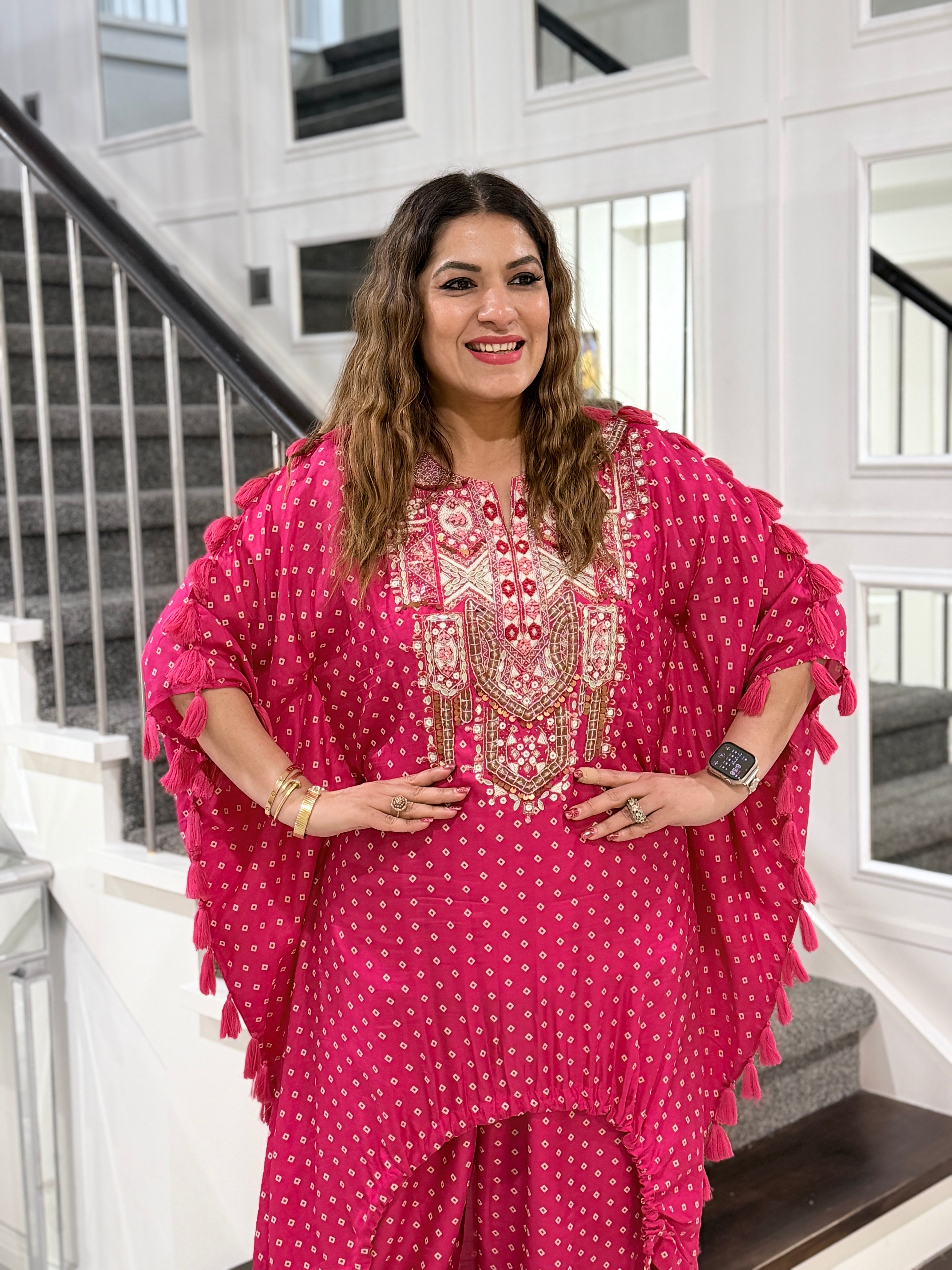 Pink Polka Patterned Indo-western Ensemble - Indo-western Wear (2)