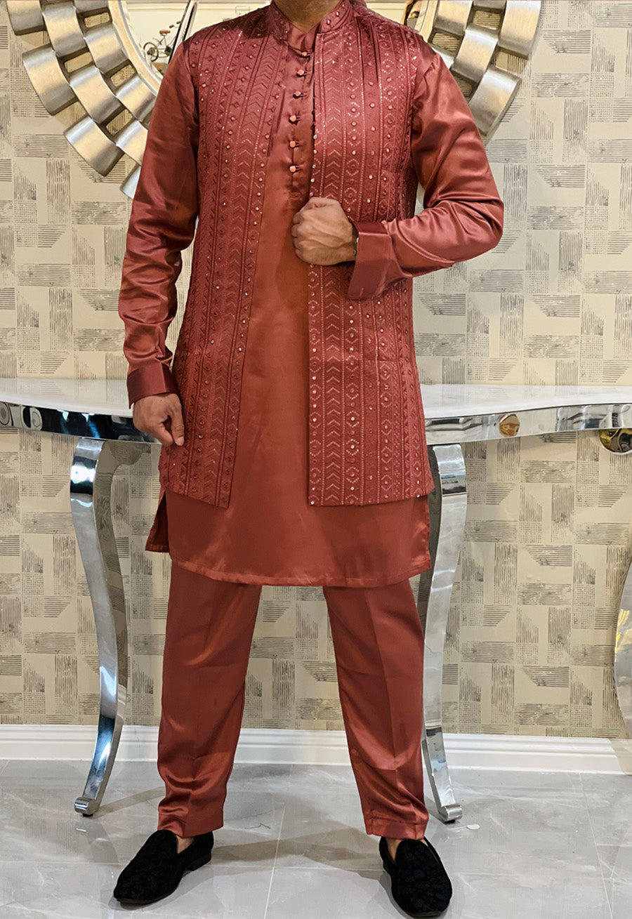 Mens Wear - Kurta Payjama Jacket Set